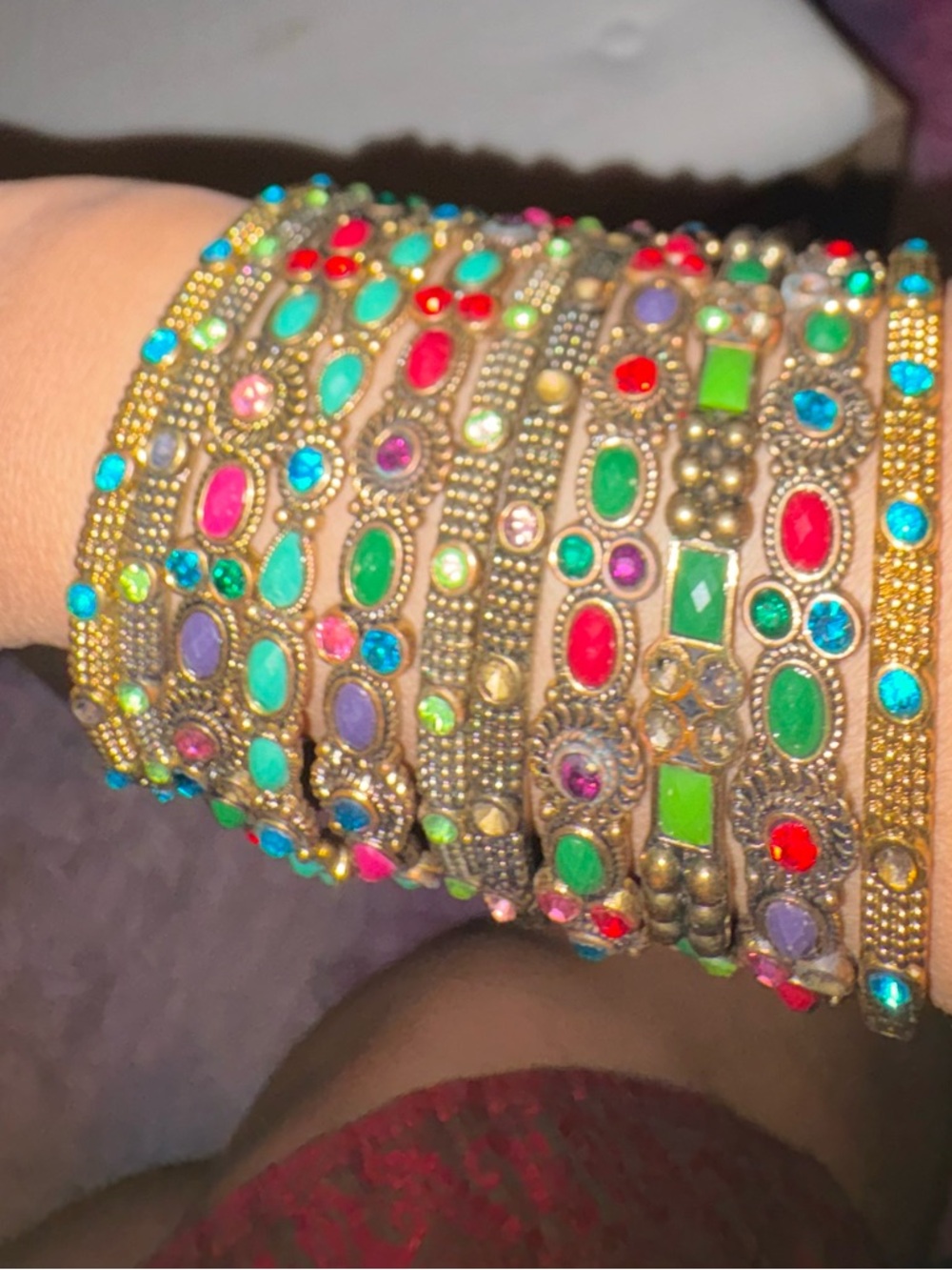 Boho Multicolor Stones Stackable bangles - Picture 4 of 5